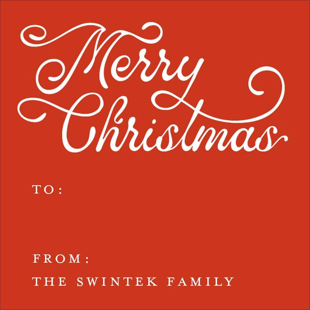 Retro Script Merry Christmas Holiday Gift Tag Label
