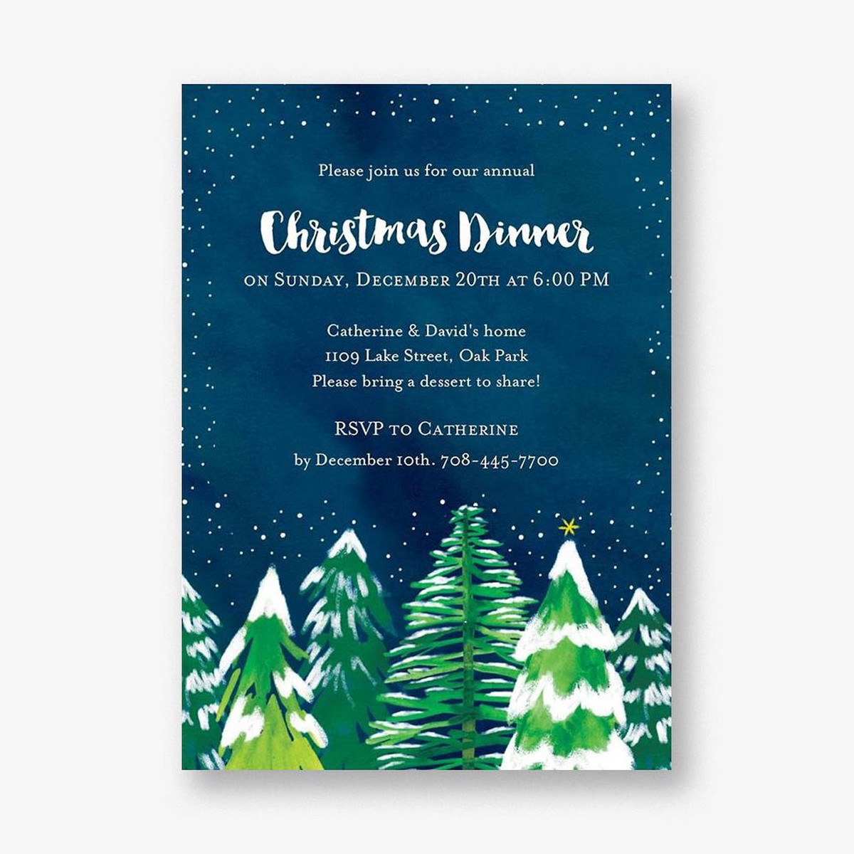 Snowy Trees Holiday Party Invitation