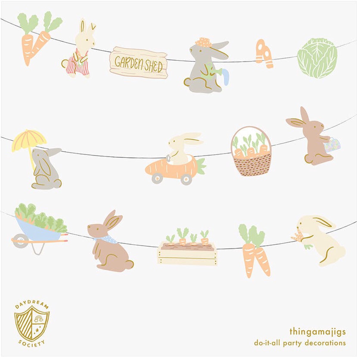Springtime Bunnies In The Garden Party Garland