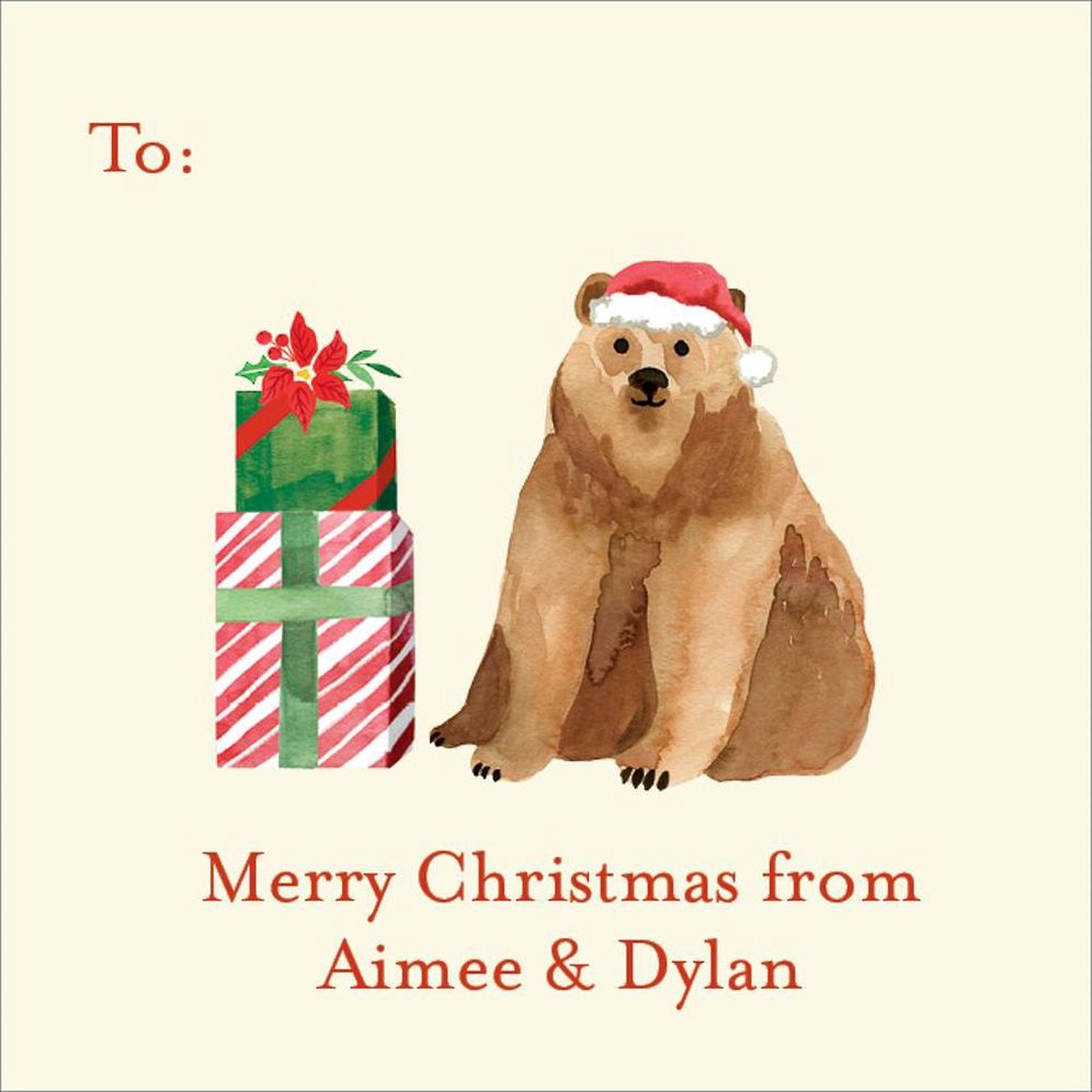 Beary Christmas Gift Tag Label
