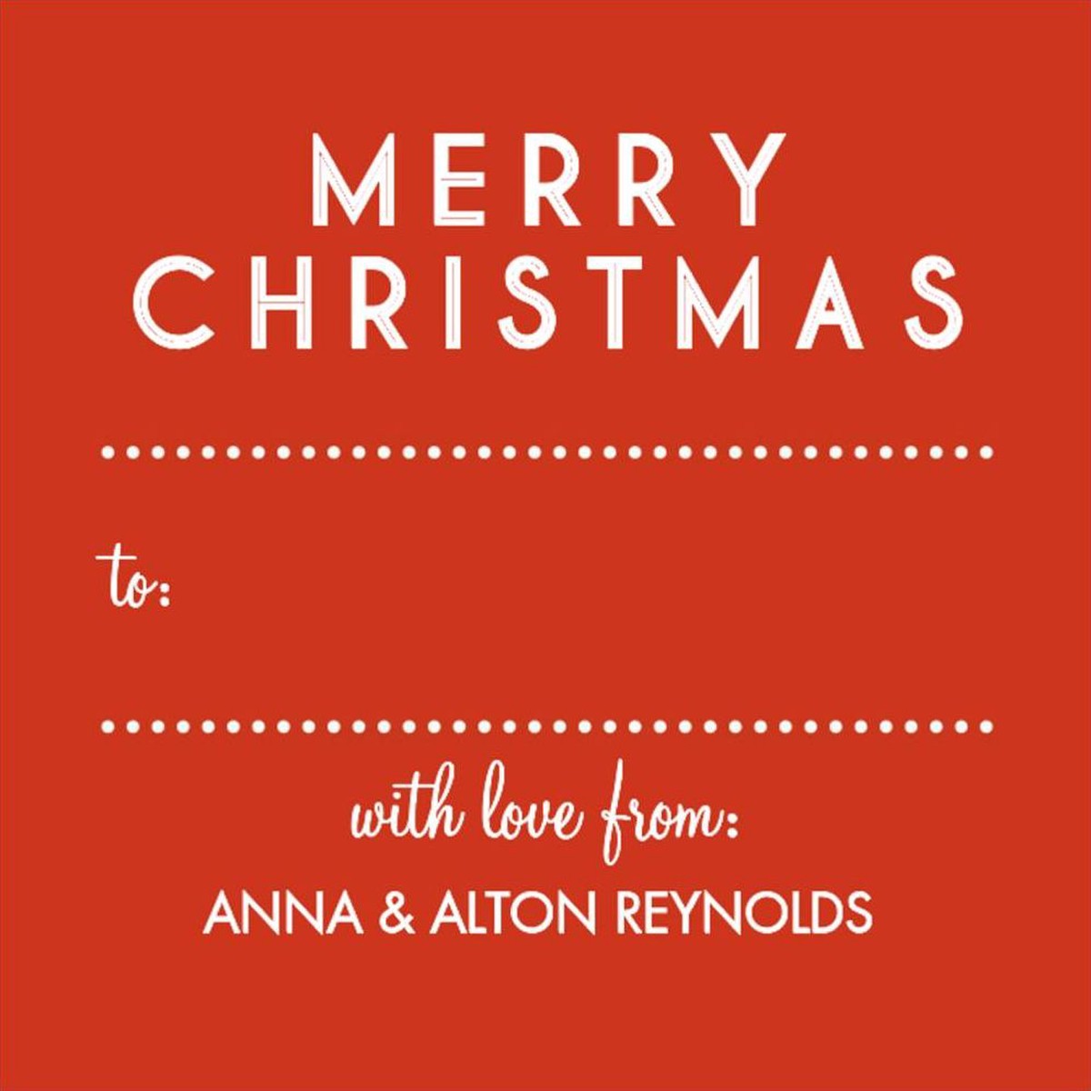 Merry Christmas Gift Tag Label