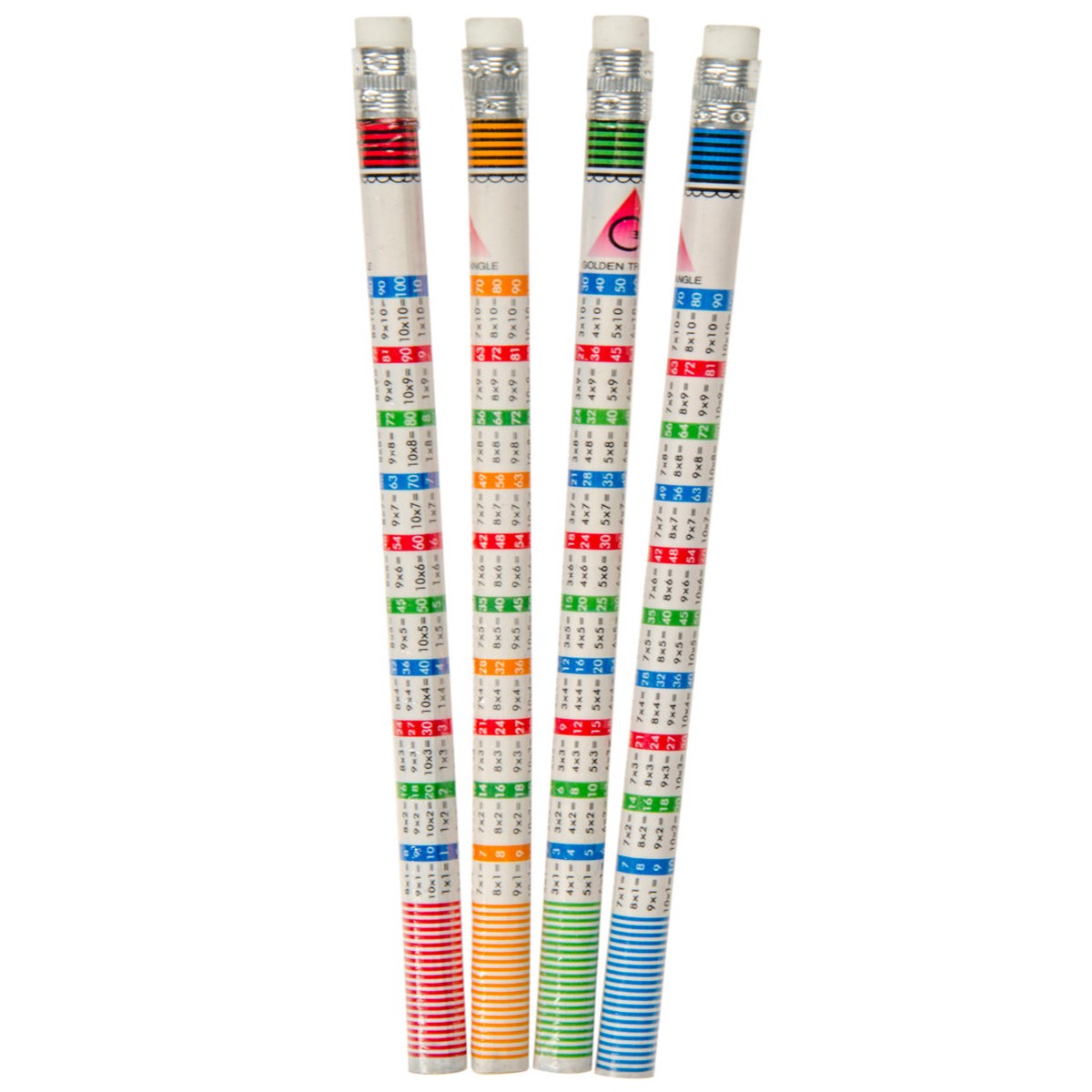 Pack of 12 Multiplication Tables Design Pencils with Eraser