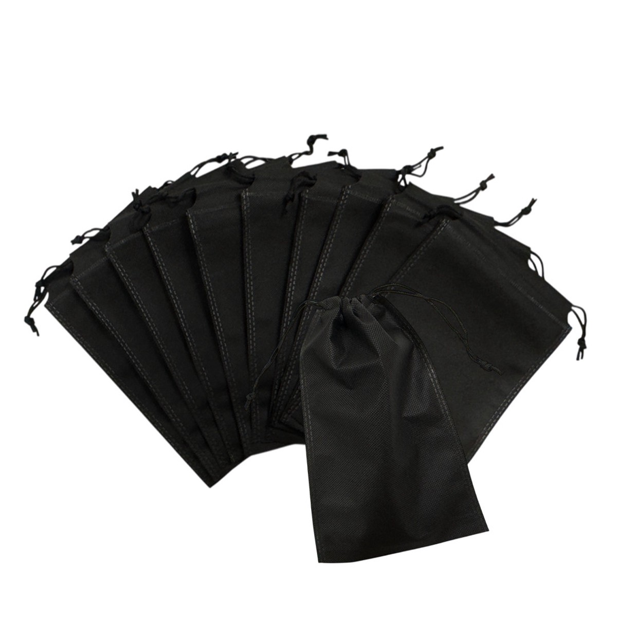Pack of 25 Black Coloured 27x20cm Non-Woven Drawstring Bags