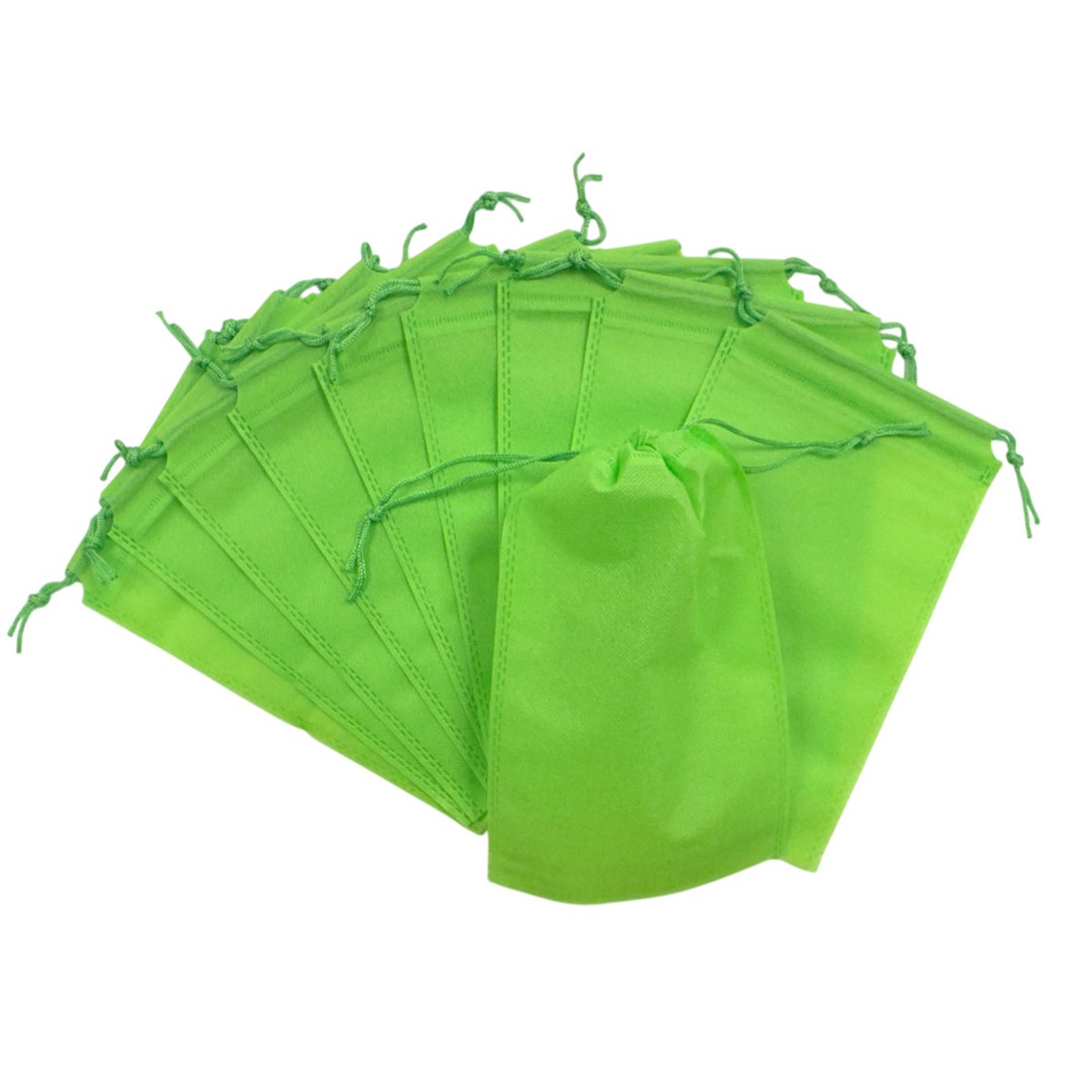 Pack of 25 Light Green Coloured 35x25cm Non-Woven Drawstring Bags