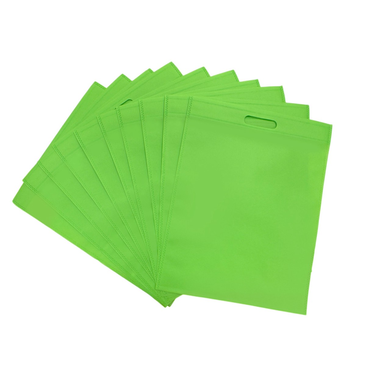 Pack of 25 Light Green Coloured 35x25cm Non-Woven Patch Handle Bags