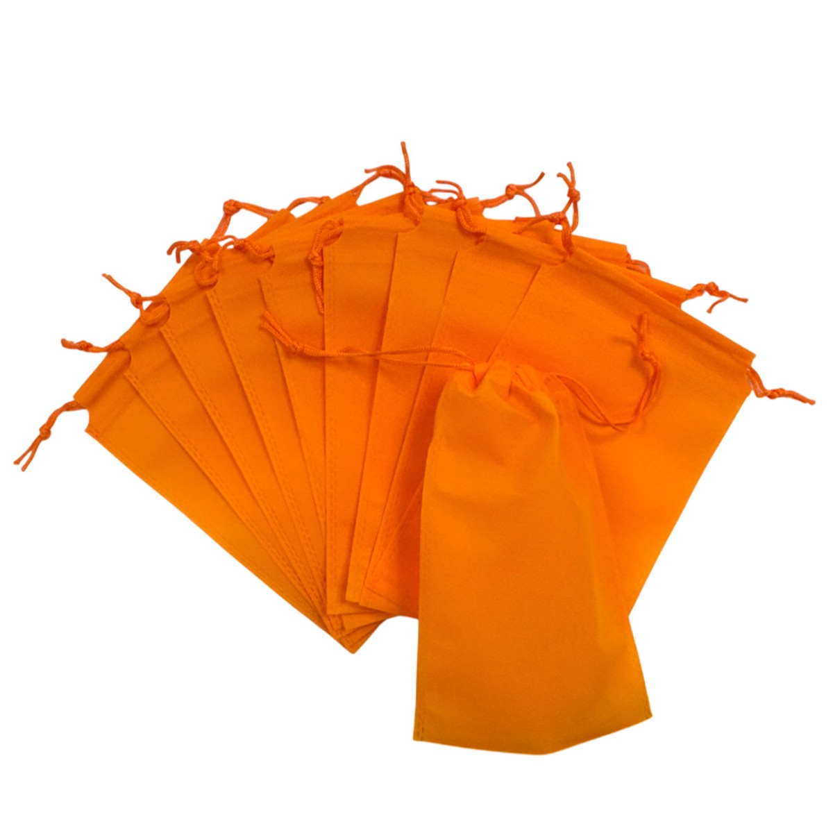 Pack of 25 Orange Coloured 27x20cm Non-Woven Drawstring Bags