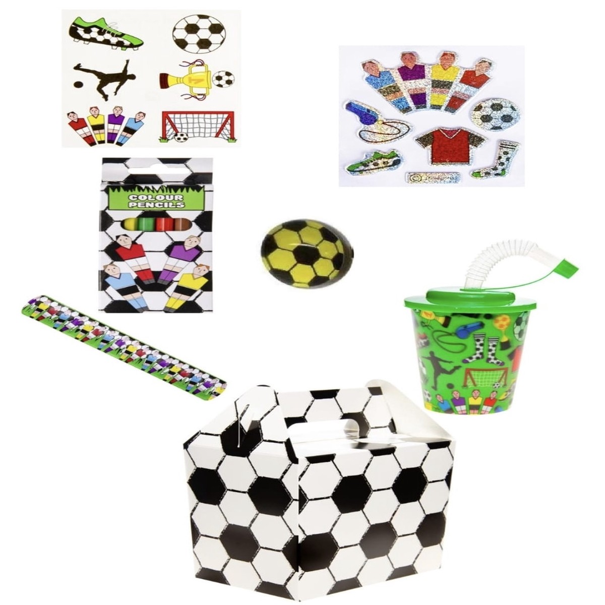 Pre Filled Football Theme Kids Party Favour Box  Gift Box with Reusable Cup & Themed Toys
