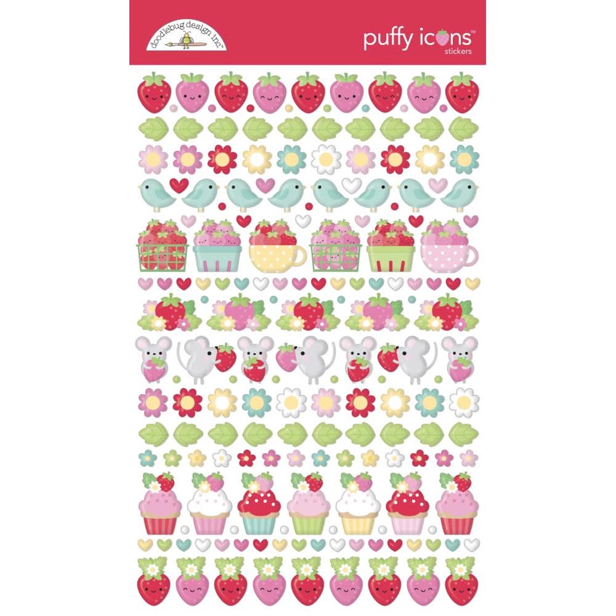 Doodlebug Puffy Stickers Icons, Berry Sweet