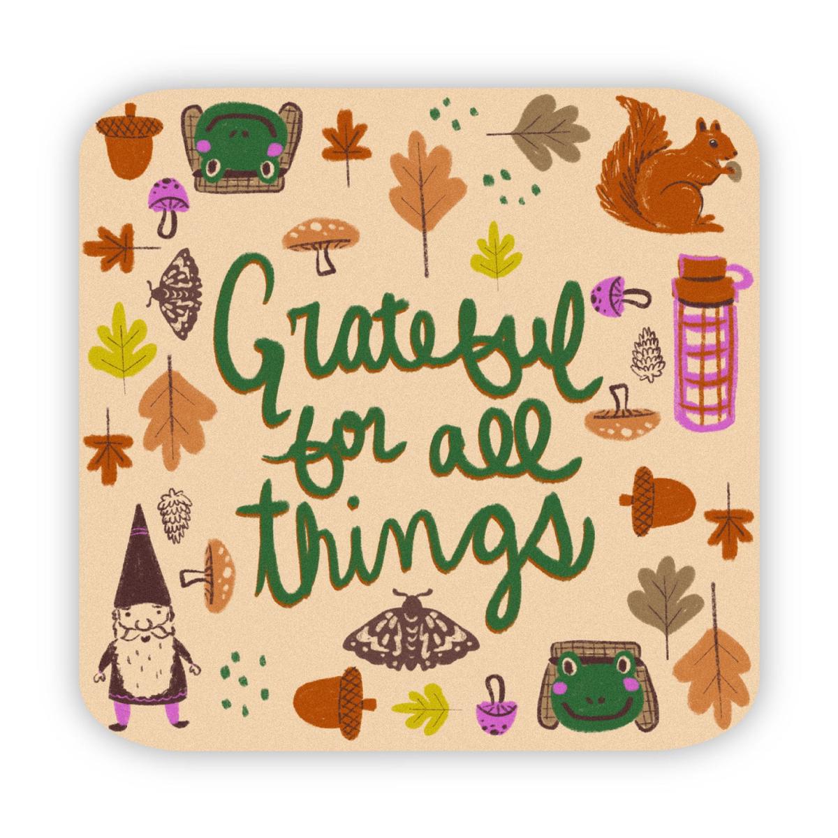 "Grateful for all things" fall sticker