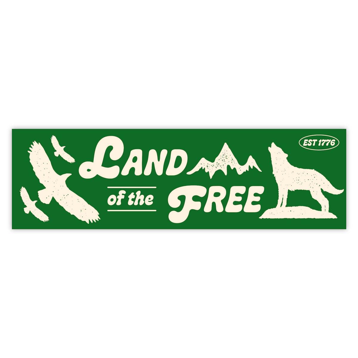"Land of the Free" USA Green Bumper Sticker