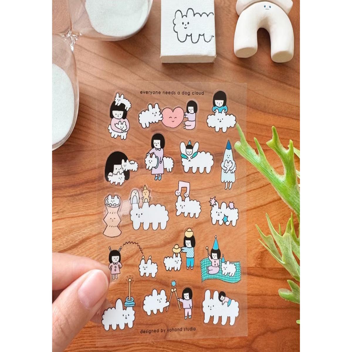 Yohand Studio - Transparent Die-Cut Stickers  - 1 Sheet - Everyone Needs a Dog Cloud