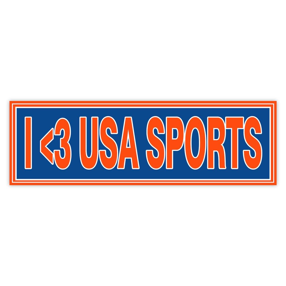 "I Love USA Sports" Blue & Orange Bumper Sticker
