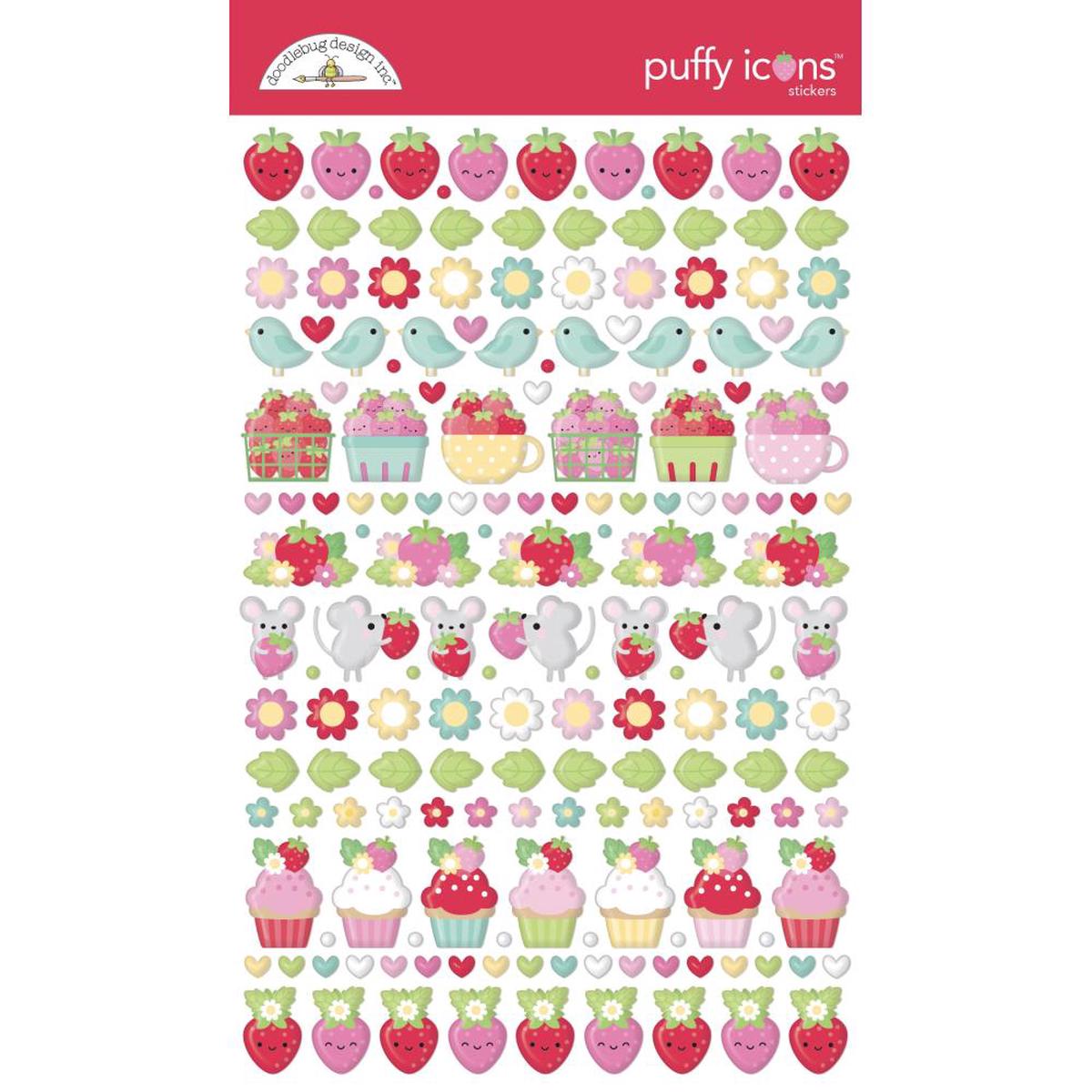 Doodlebug Puffy Stickers Icons Berry Sweet