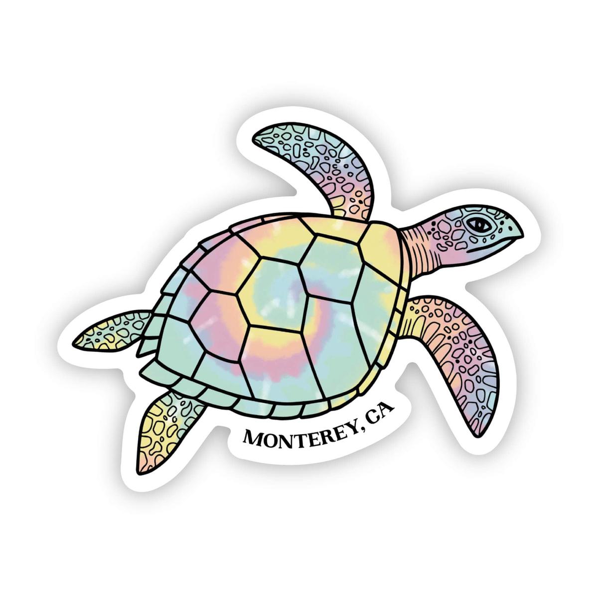 "Monterey, CA" Tie Dye Turtle Sticker