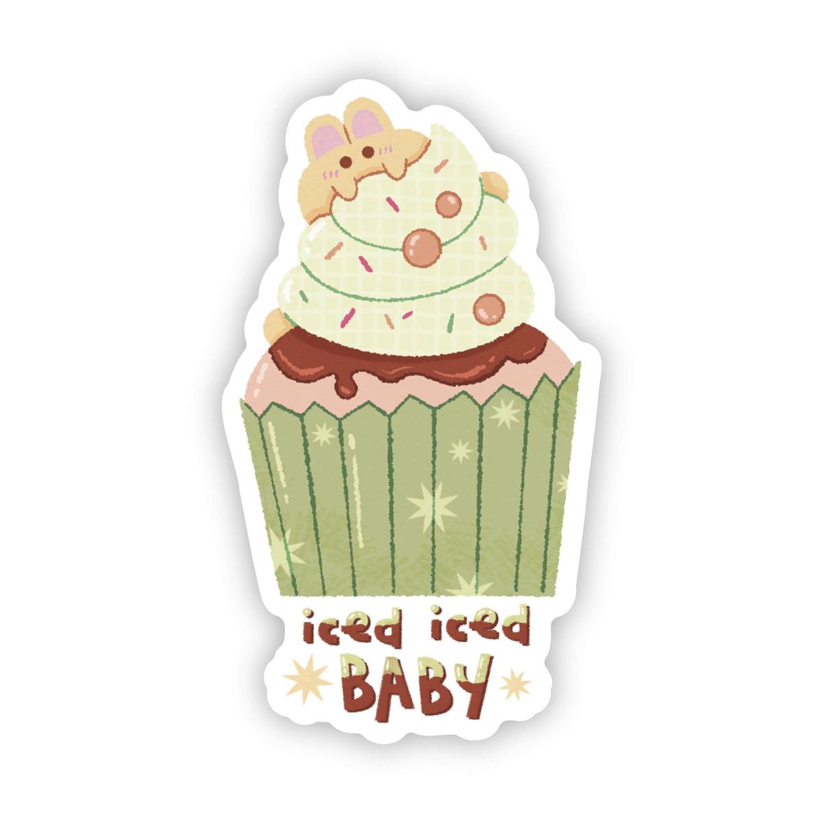"iced iced babby" cupcake sticker