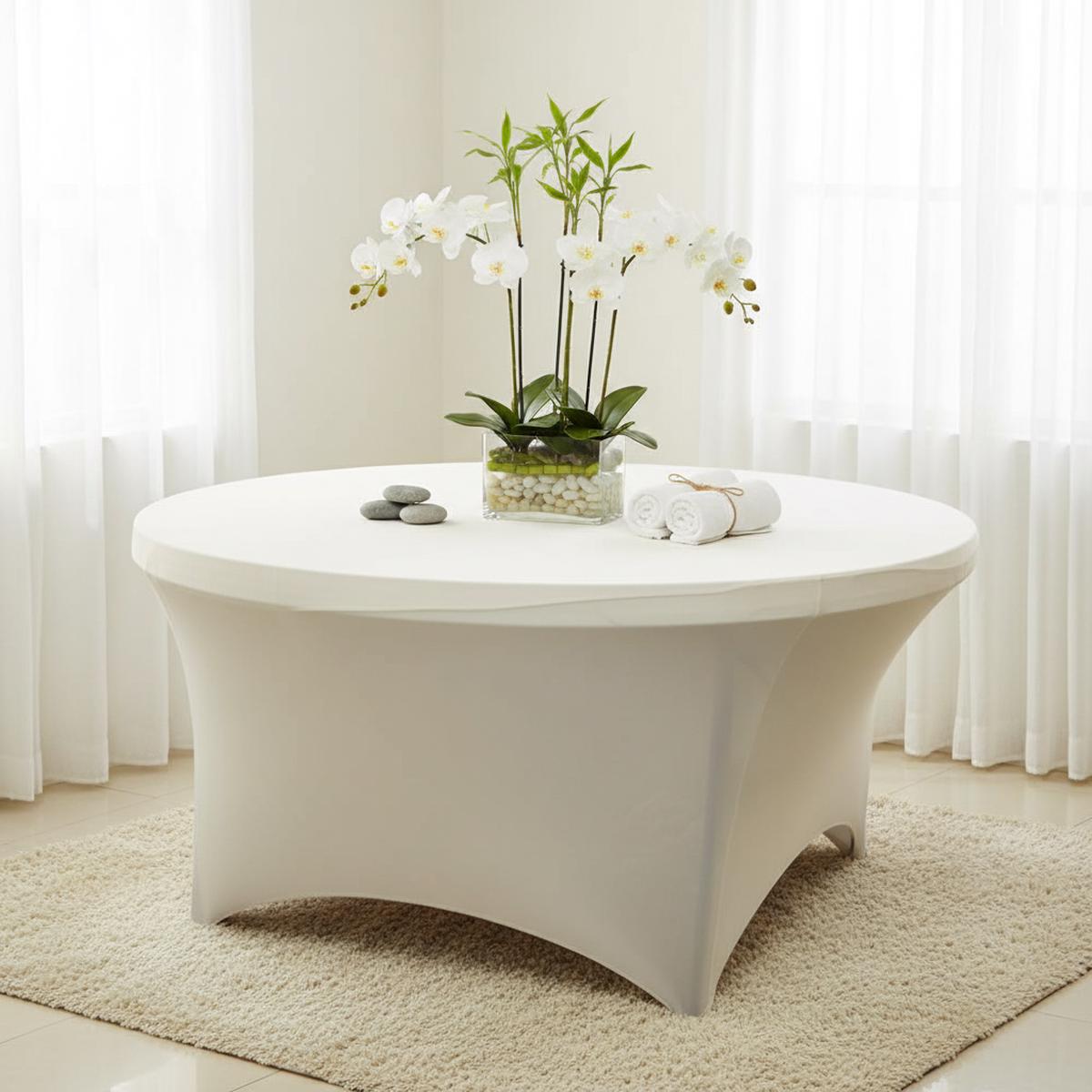 5FT Round Spandex Table Cover - Ivory