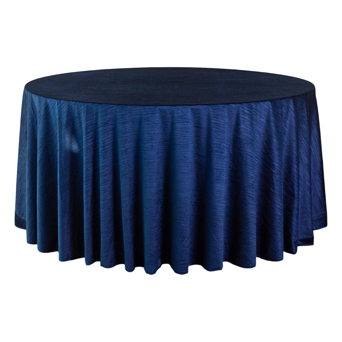 Crinkle Velvet 132" Round Tablecloth - Navy Blue