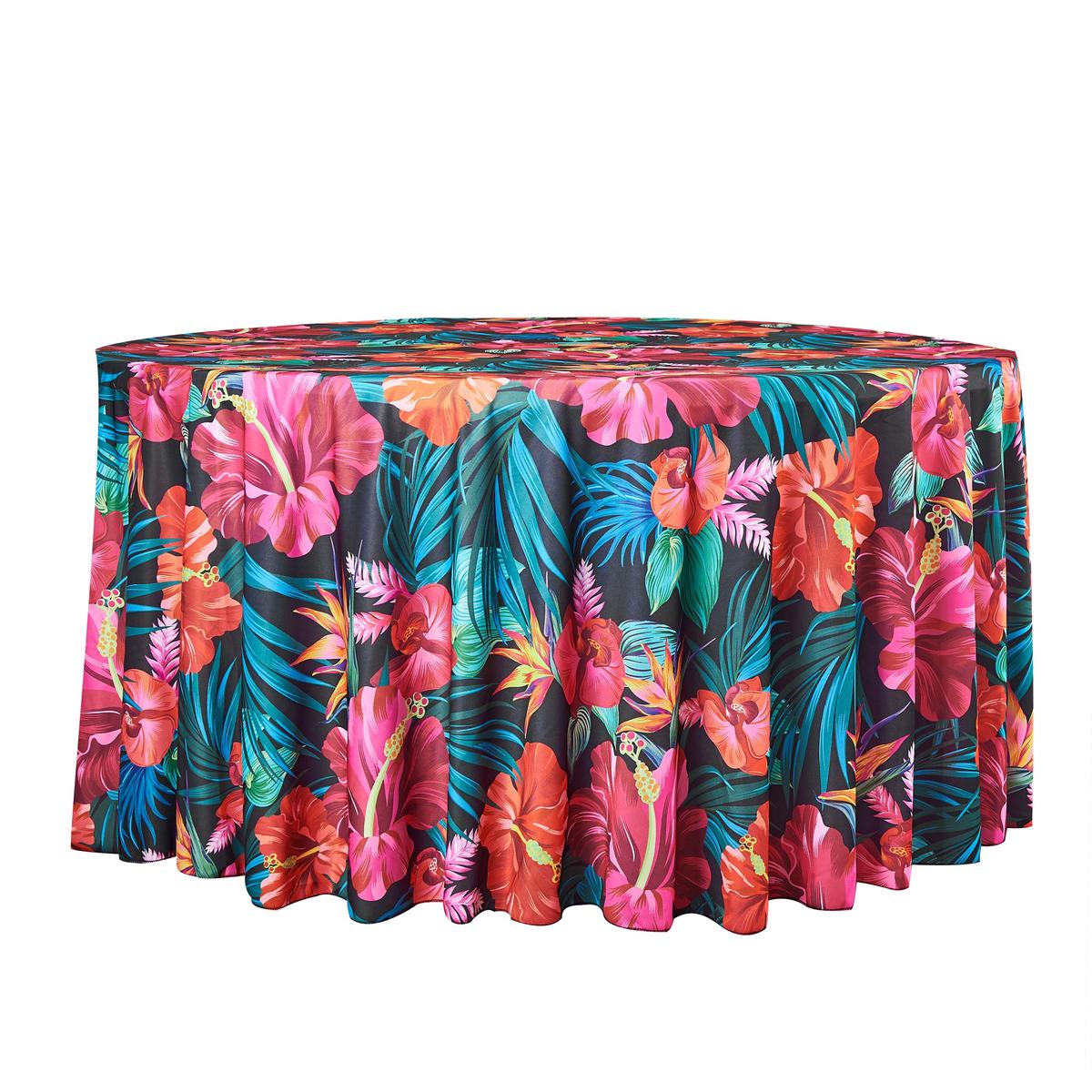 Hawaiian Tahiti Floral Scuba 132" Round Tablecloth