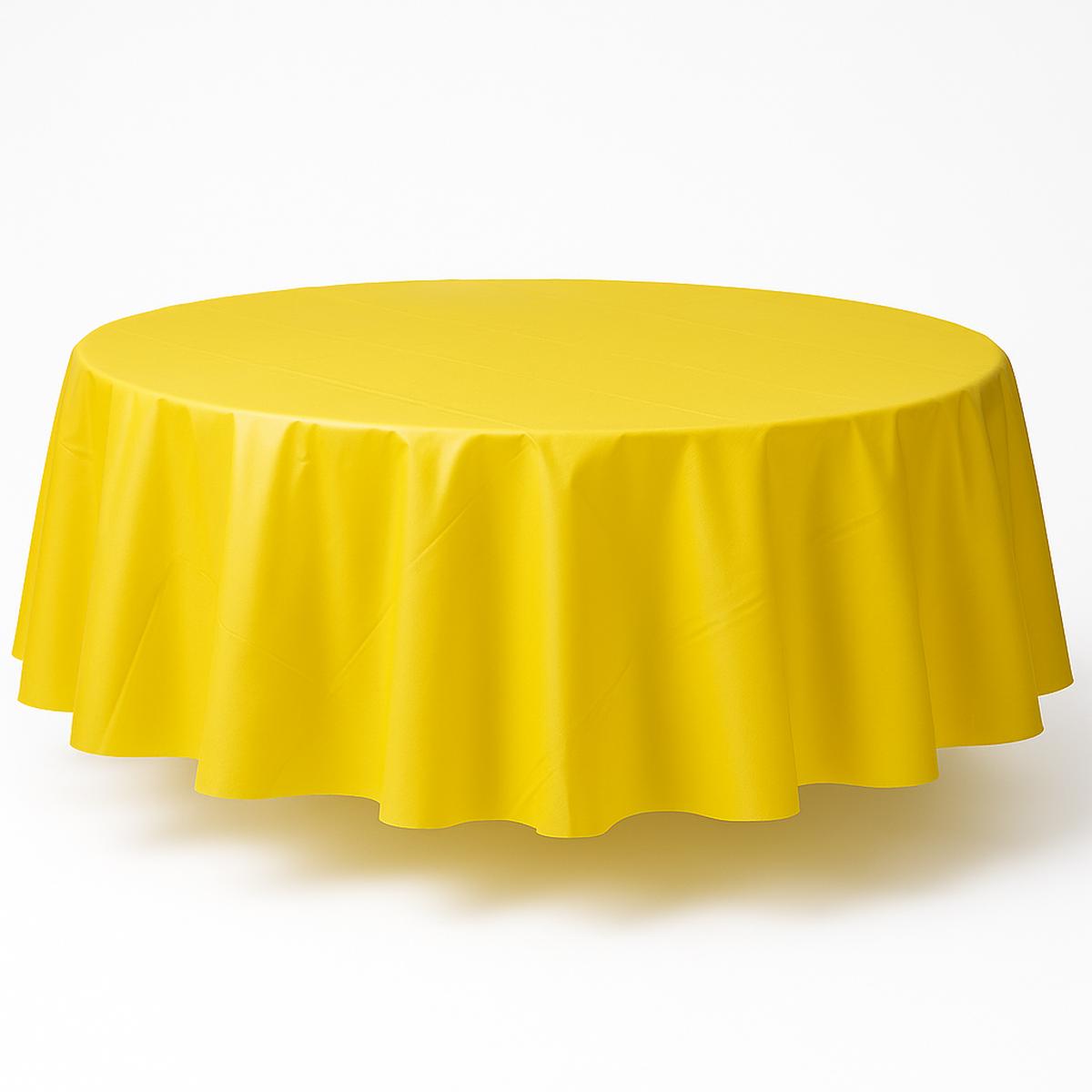 Yellow Sunshine Round Flannel Backed Table Cover - 84"